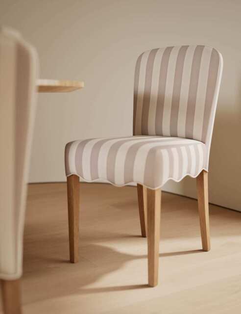 M&S Set of 2 Striped Scallop Dining Chairs Natural Mix