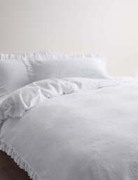 M&S Pure Cotton Floral Jacquard Bedding Set White
