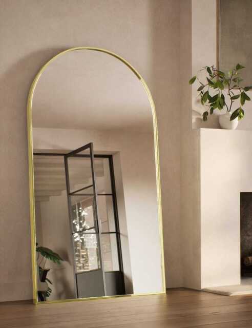 M&S Metal Arch Free Standing Mirror Antique Brass