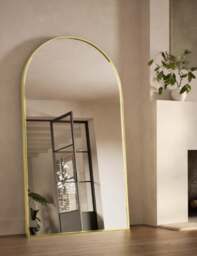 M&S Metal Arch Free Standing Mirror Antique Brass