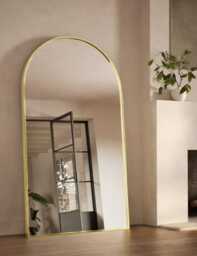 M&S Metal Arch Free Standing Mirror Antique Brass