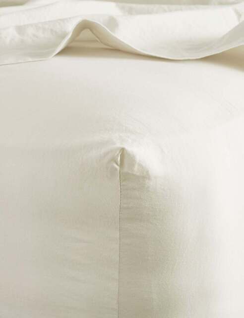 Bedfolk Pure Cotton Washed Fitted Sheet Soft White