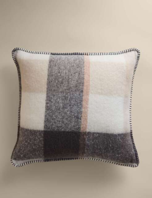 M&S Brushed Mohair Cushion Neutral