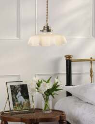 Laura Ashley Banham Fluted Glass Pendant Light Antique Brass