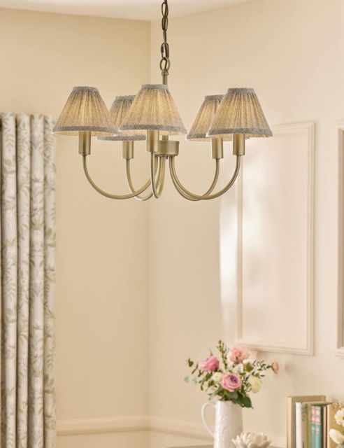 Laura Ashley Willowbrook Metal 5 Arm Pendant Light Antique Brass