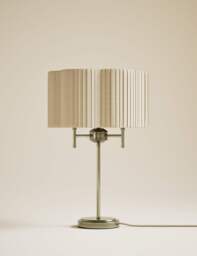 M&S Scallop Pleated Shade Brass Base Table Lamp Antique Brass