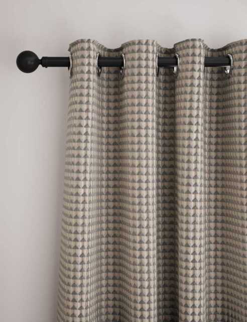 M&S Velvet Geometric Eyelet Curtains Neutral