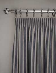 M&S Cotton Rich Striped Pencil Pleat Curtains Blue Mix