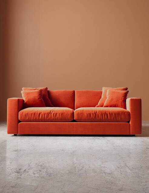 Swoon Easy Velvet 3 Seater Sofa Orange