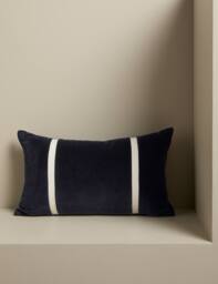 M&S X Kelly Hoppen Pure Cotton Double Stripe Bolster Cushion Navy Mix