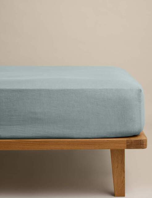 M&S Pure Linen Deep Fitted Sheet Seafoam
