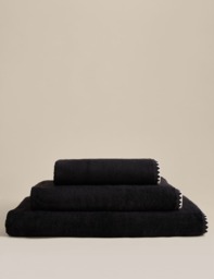 M&S Egyptian Cotton Blanket Stitch Towel Black