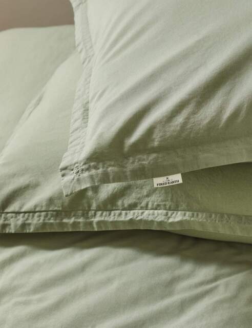 M&S X Fired Earth 2 Pack Washed Cotton Square Pillowcases - Weald Green, Apres Ski,Garden Folly,Camella,Hesper,Weald Green,Charcoal,Malm,Dover Cliffs,Under The Waves,Storm,Dusty Cedar