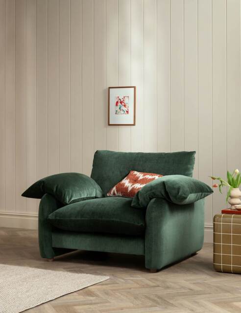 BARKER AND STONEHOUSE Orson Chenille Snuggle Chair Dark Green