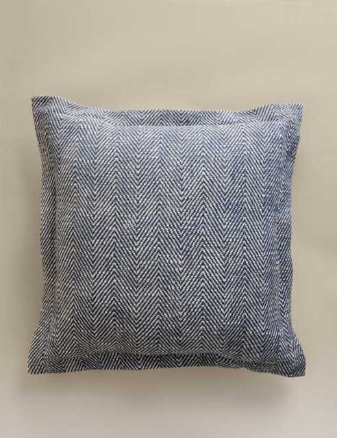 M&S Pure Cotton Herringbone Cushion Slate Blue