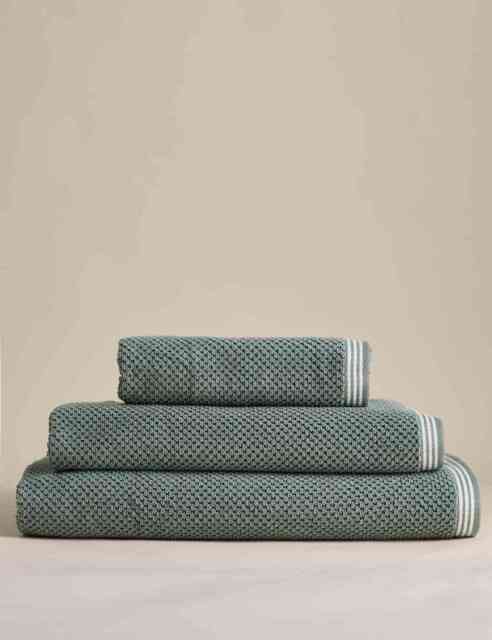 M&S Pure Soft Cotton Rice Weave Towel Smokey Green