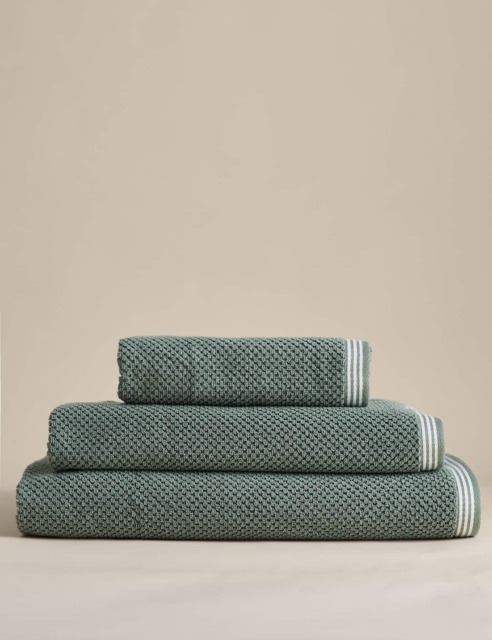 M&S Pure Soft Cotton Rice Weave Towel Smokey Green