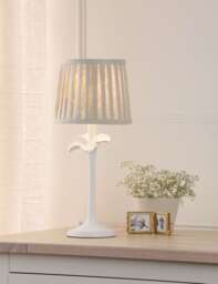 Laura Ashley Eleni Floral Pleated Table Lamp White