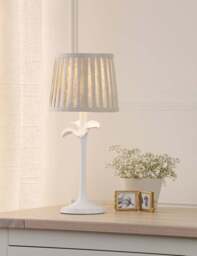 Laura Ashley Eleni Floral Pleated Table Lamp White