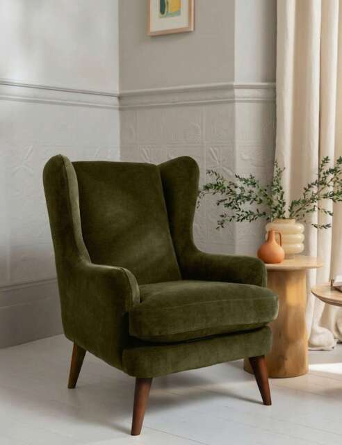 BARKER AND STONEHOUSE Sven Chenille Armchair Olive