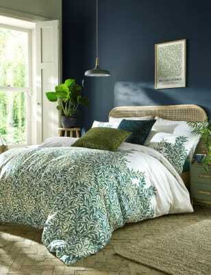 William Morris At Home Pure Cotton Sateen Creeping Willow Bedding Set - DBL - Forest Green, Forest Green