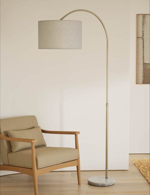 M&S Overreach Marble Base Floor Lamp Antique Brass
