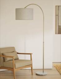 M&S Overreach Marble Base Floor Lamp Antique Brass