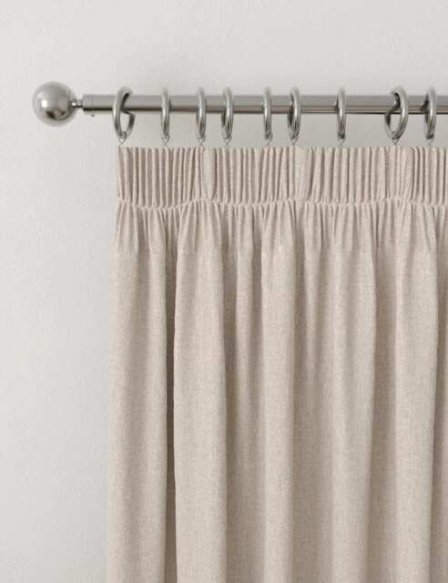 M&S Brushed Pencil Pleat Blackout Thermal Curtains Champagne