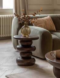 Gallery Direct Sculpt Round Side Table Dark Brown