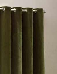 YARD Chenille Blackout Pencil Pleat Curtains Olive