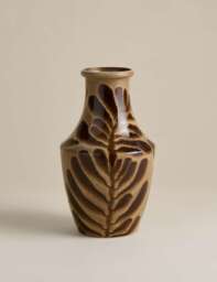 M&S Reactive Leaf Ceramic Vase Brown