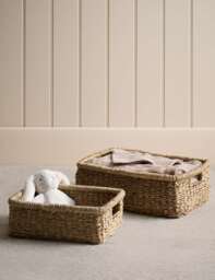 M&S Set of 2 Seagrass Rectangular Baskets Natural