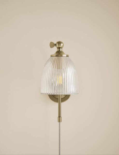 M&S Ribbed Plug In Wall Light Antique Brass