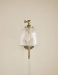 M&S Ribbed Plug In Wall Light Antique Brass