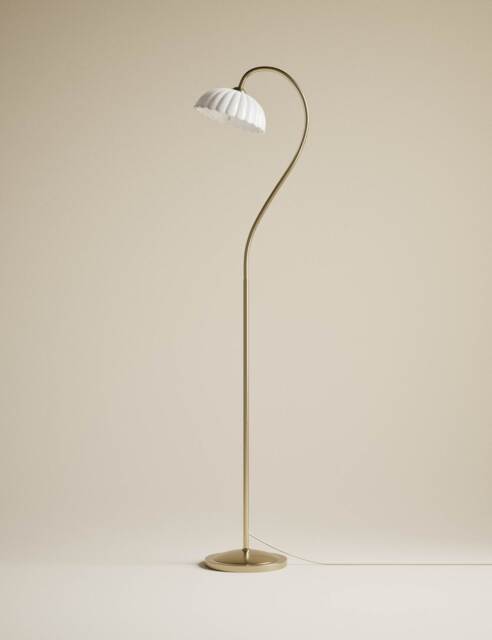 M&S Scalloped Glass Swan Neck Floor Lamp White