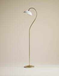 M&S Scalloped Glass Swan Neck Floor Lamp White
