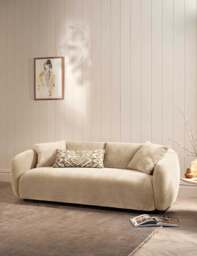 BARKER AND STONEHOUSE Cocoon Chenille 3 Seater Curved Sofa Neutral