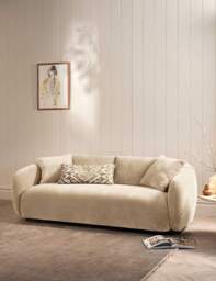 BARKER AND STONEHOUSE Cocoon Chenille 3 Seater Curved Sofa Neutral