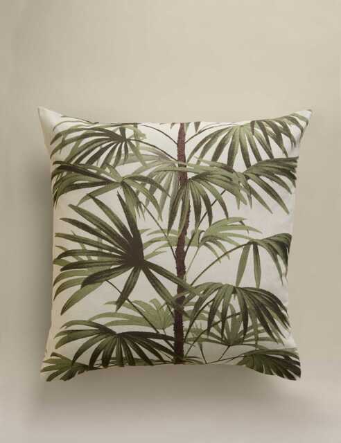 M&S Pure Cotton Fern Tree Cushion Cover Green Mix