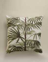 M&S Pure Cotton Fern Tree Cushion Cover Green Mix