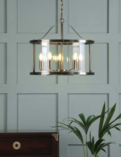 Laura Ashley Harrington 5 Light Pendant Light Antique Brass