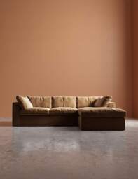 Swoon Easy Velvet Right Corner Sofa Tan