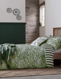 Burleigh X Bedeck Of Belfast Pure Cotton Hibiscus Bedding Set Green