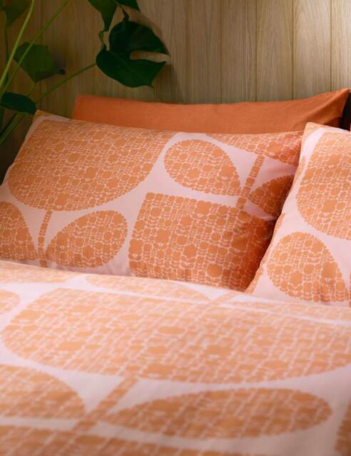 Orla Kiely 2 Pack Pure Cotton Block Garden Pillowcases Orange