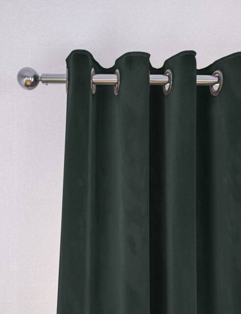 M&S Velvet Eyelet Curtains Forest Green