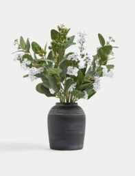 Moss & Sweetpea Artificial Flower Arrangement in Vase - Charcoal, Charcoal