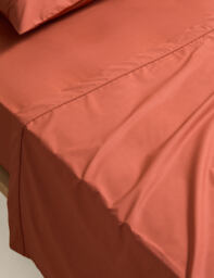 M&S Egyptian Cotton 230 Thread Count Crisp Flat Sheet Terracotta