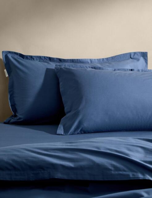M&S X Fired Earth 2 Pack Washed Cotton Oxford Pillowcases Carbon Blue