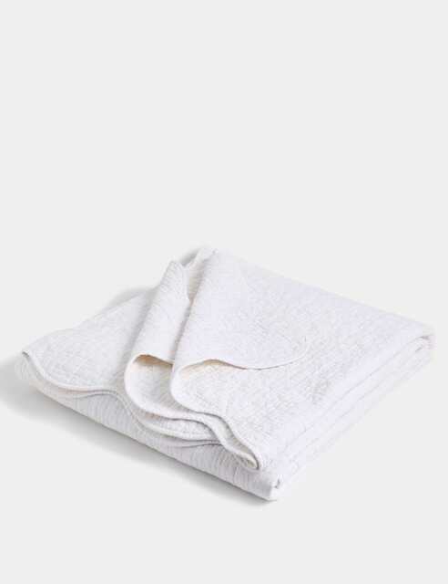 M&S Quilted Scallop Bedspread Soft White