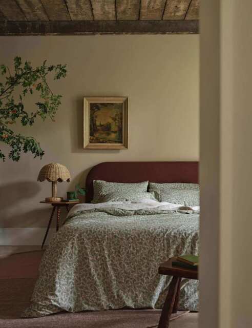Piglet In Bed Pure Cotton Leaf Print Duvet Cover Green Mix